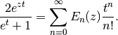 \frac{2e^{zt}}{e^t+1} = \sum_{n=0}^\infty E_n(z) \frac{t^n}{n!}.